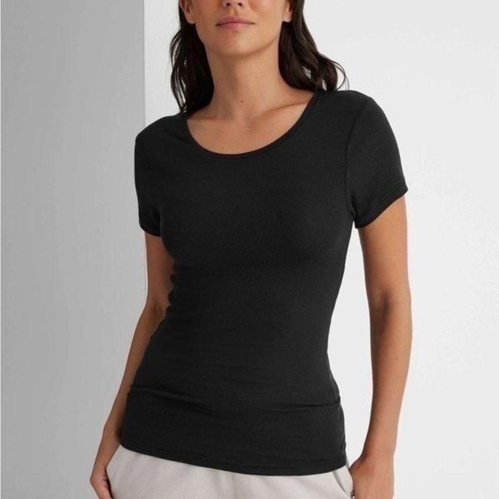 Tommy John Womens Second Skin Micro rib Sleep  Tee - Black‎ size XXL